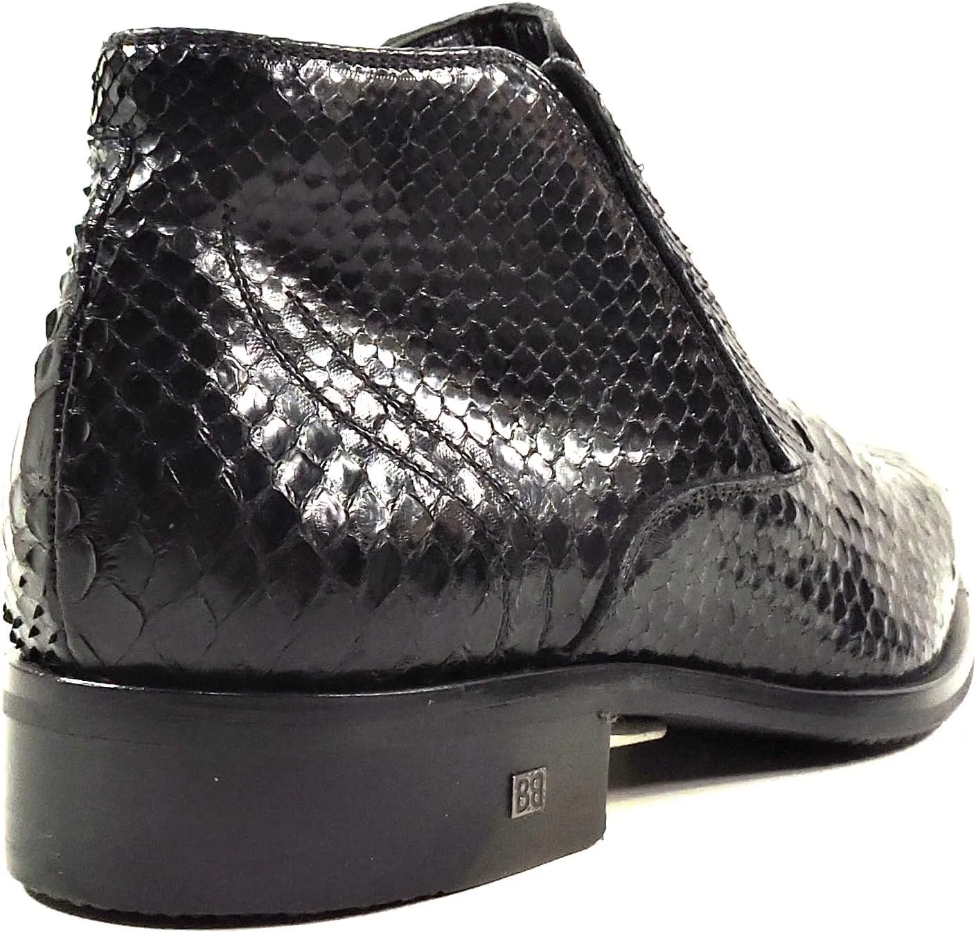 Baldinini Men's Special Pattern Leather Ankle Boots, Black, Comfort Winter Bootie