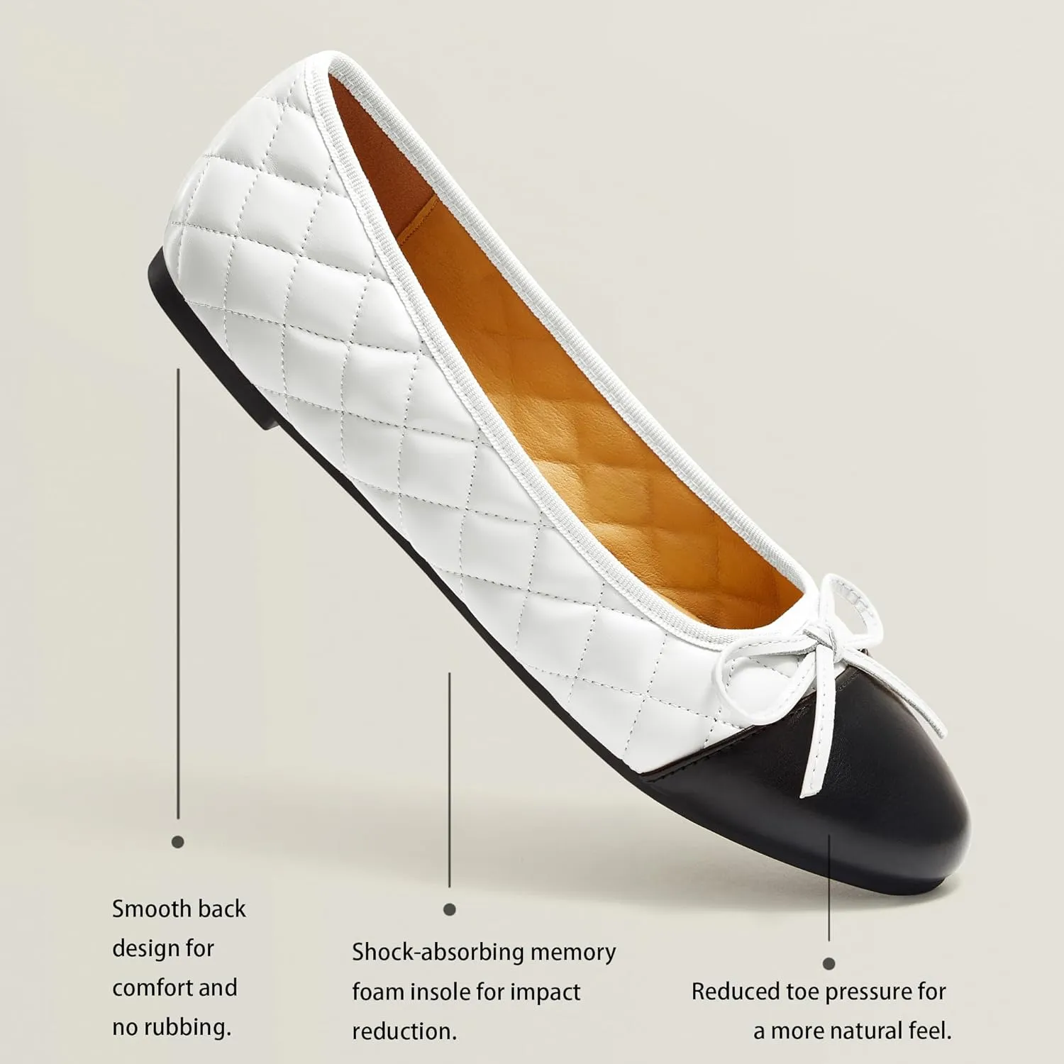 Ballet Flats for Women;Round Toe Mary Jane;Soft Leather Geometric Patterns Dressy Flats;Bowknot Slip on Women Shoes