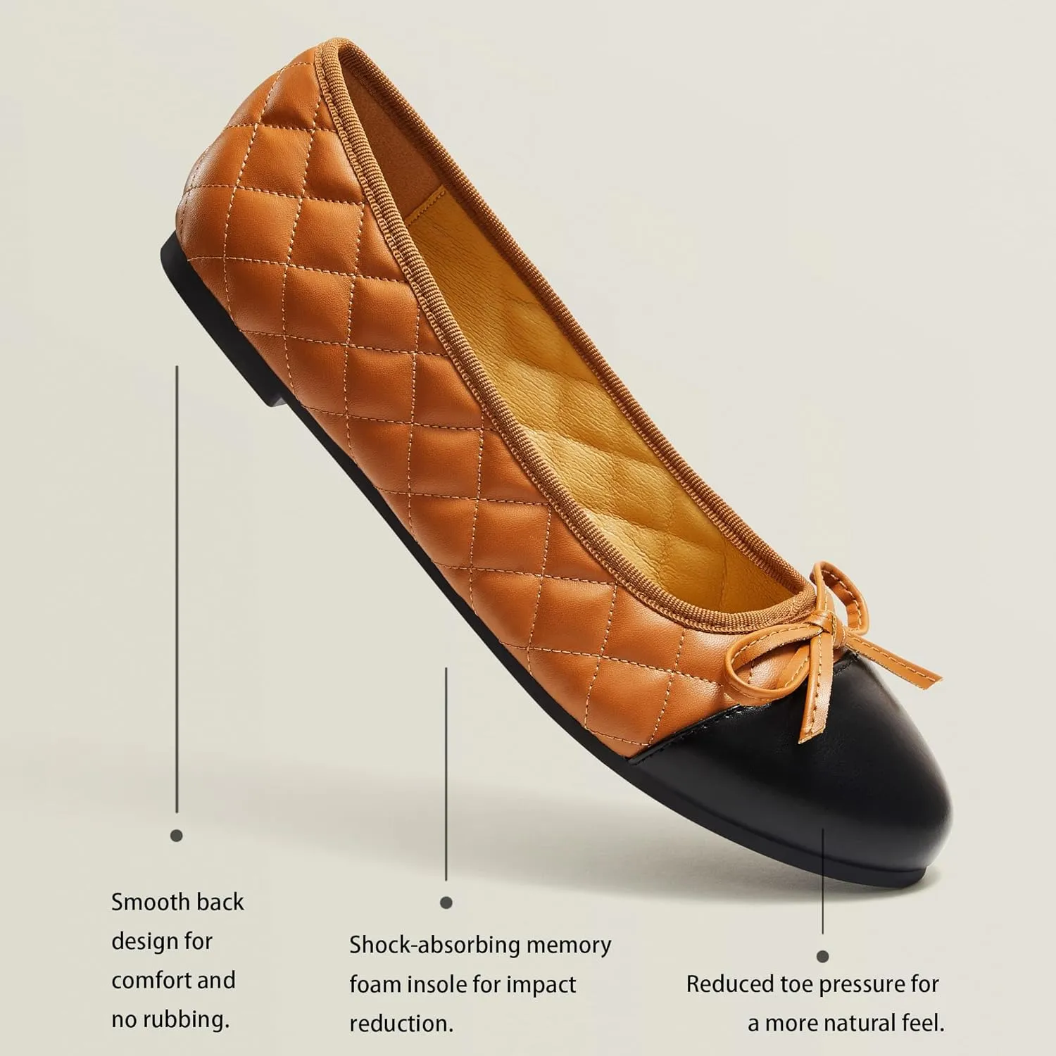 Ballet Flats for Women;Round Toe Mary Jane;Soft Leather Geometric Patterns Dressy Flats;Bowknot Slip on Women Shoes