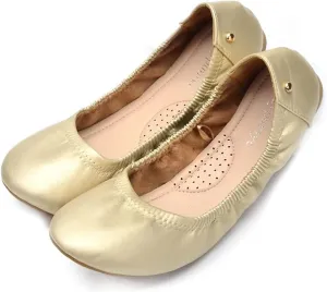 Ballet Flats Shoes for Women, Ballerina Flats Dressy Casual, Round Toe Flats Shoes for Womens Comfortable Gold