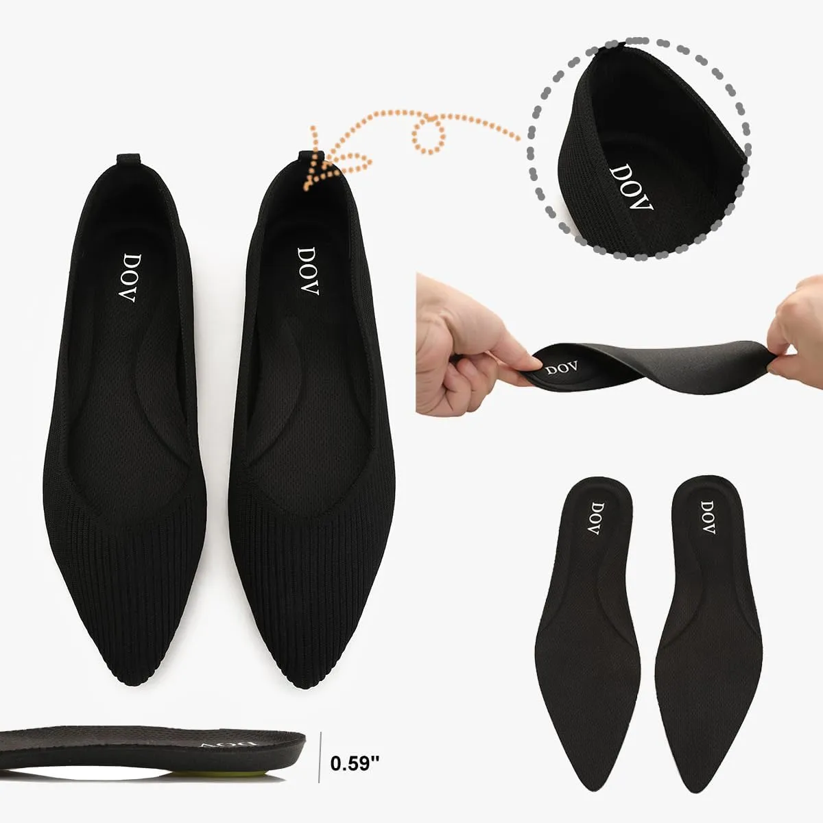 Bealin Womens Flats Dressy Pointed Toe Knit Ballet Shoes Confortable Women Soft Flats Shoes Slip On Loafer Shoes