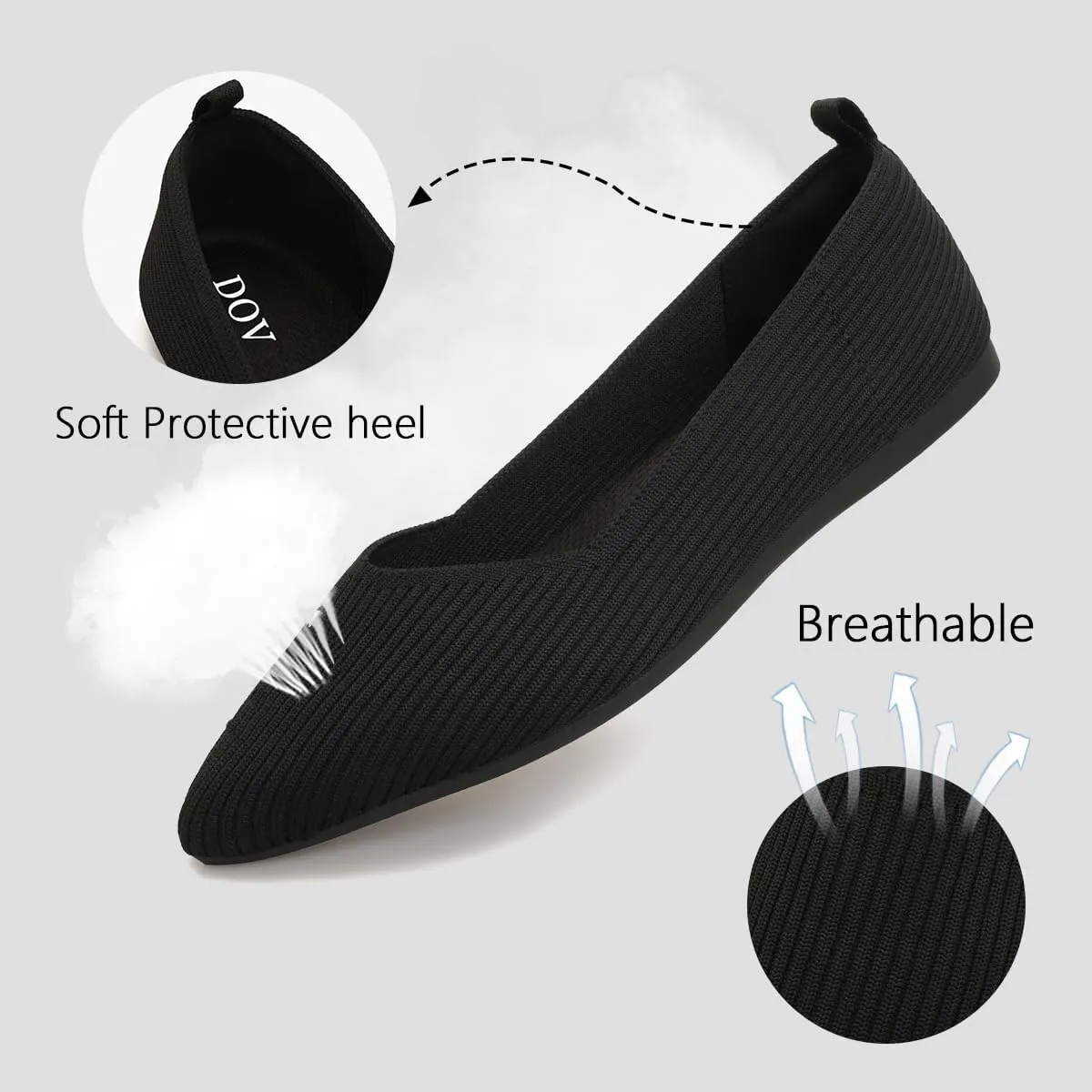 Bealin Womens Flats Dressy Pointed Toe Knit Ballet Shoes Confortable Women Soft Flats Shoes Slip On Loafer Shoes