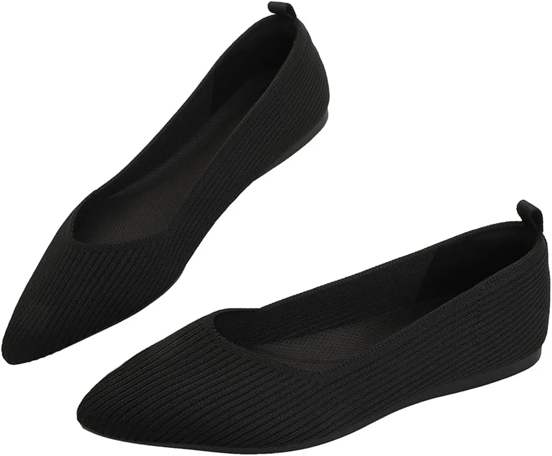Bealin Womens Flats Dressy Pointed Toe Knit Ballet Shoes Confortable Women Soft Flats Shoes Slip On Loafer Shoes