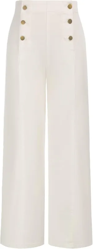 Belle Poque Women's High Waisted Wide Leg Jeans Button Decorated Casual Stretchy Demin Pants with Pockets