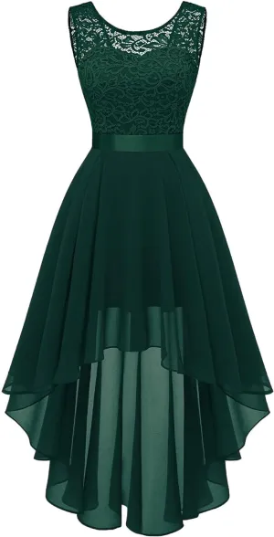 BeryLove Cocktail Prom Dresses 2025 Formal Wedding Guest Dresses Sleeveless Lace High Low Homecoming Dress