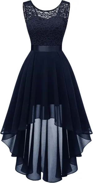 BeryLove Cocktail Prom Dresses 2025 Formal Wedding Guest Dresses Sleeveless Lace High Low Homecoming Dress