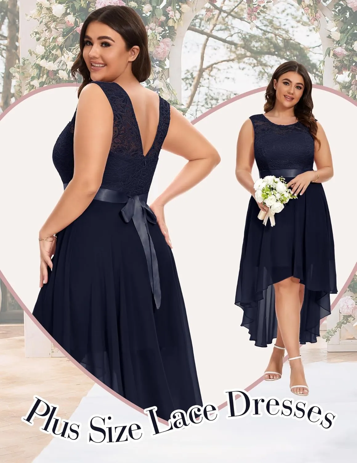 BeryLove Cocktail Prom Dresses 2025 Formal Wedding Guest Dresses Sleeveless Lace High Low Homecoming Dress