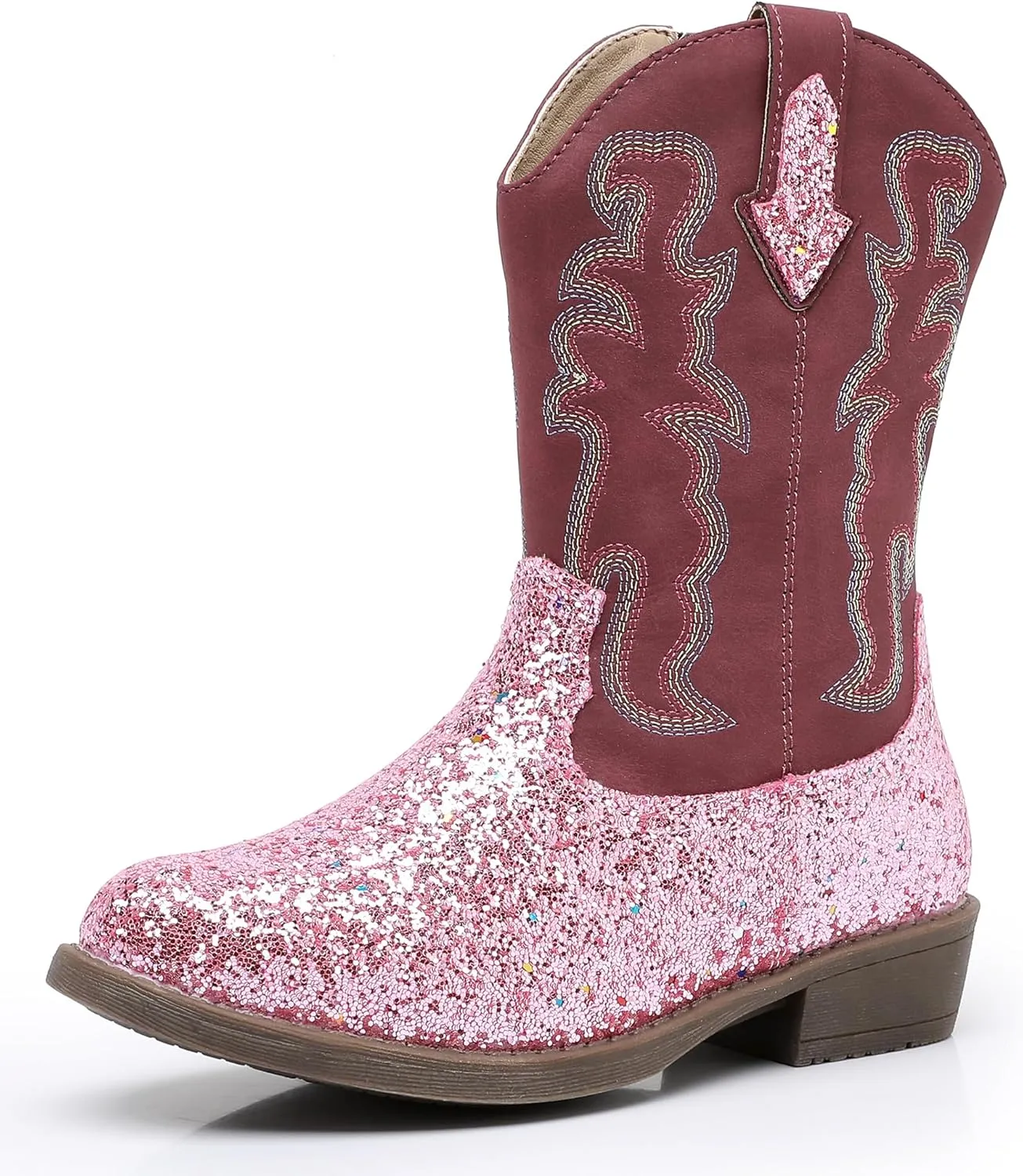 Blikcon Kids Cowboy Boots Girls Mid Calf Western Cowgirl Boots Side Zipper (Toddler/Little Kid/Big Kid)