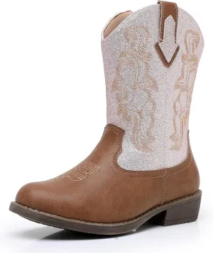 Blikcon Kids Cowboy Boots Girls Mid Calf Western Cowgirl Boots Side Zipper (Toddler/Little Kid/Big Kid)