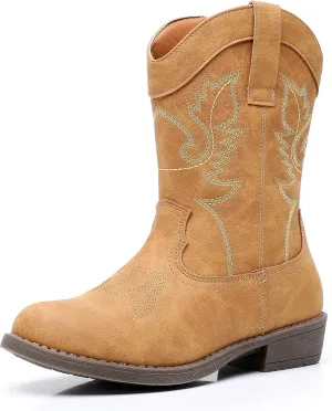 Blikcon Kids Cowboy Boots Girls Mid Calf Western Cowgirl Boots Side Zipper (Toddler/Little Kid/Big Kid)