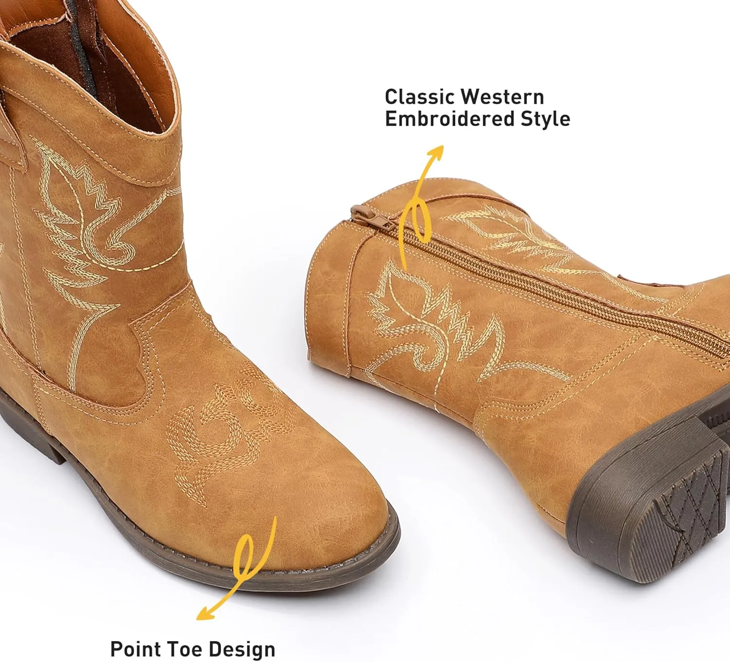 Blikcon Kids Cowboy Boots Girls Mid Calf Western Cowgirl Boots Side Zipper (Toddler/Little Kid/Big Kid)