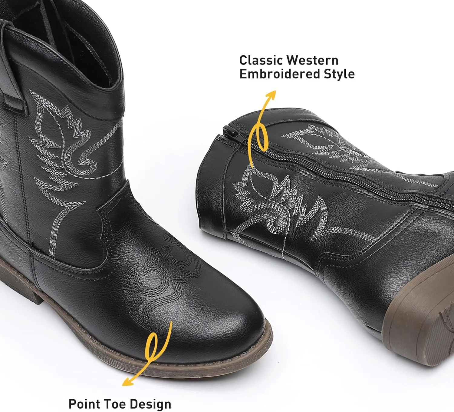 Blikcon Kids Cowboy Boots Girls Mid Calf Western Cowgirl Boots Side Zipper (Toddler/Little Kid/Big Kid)