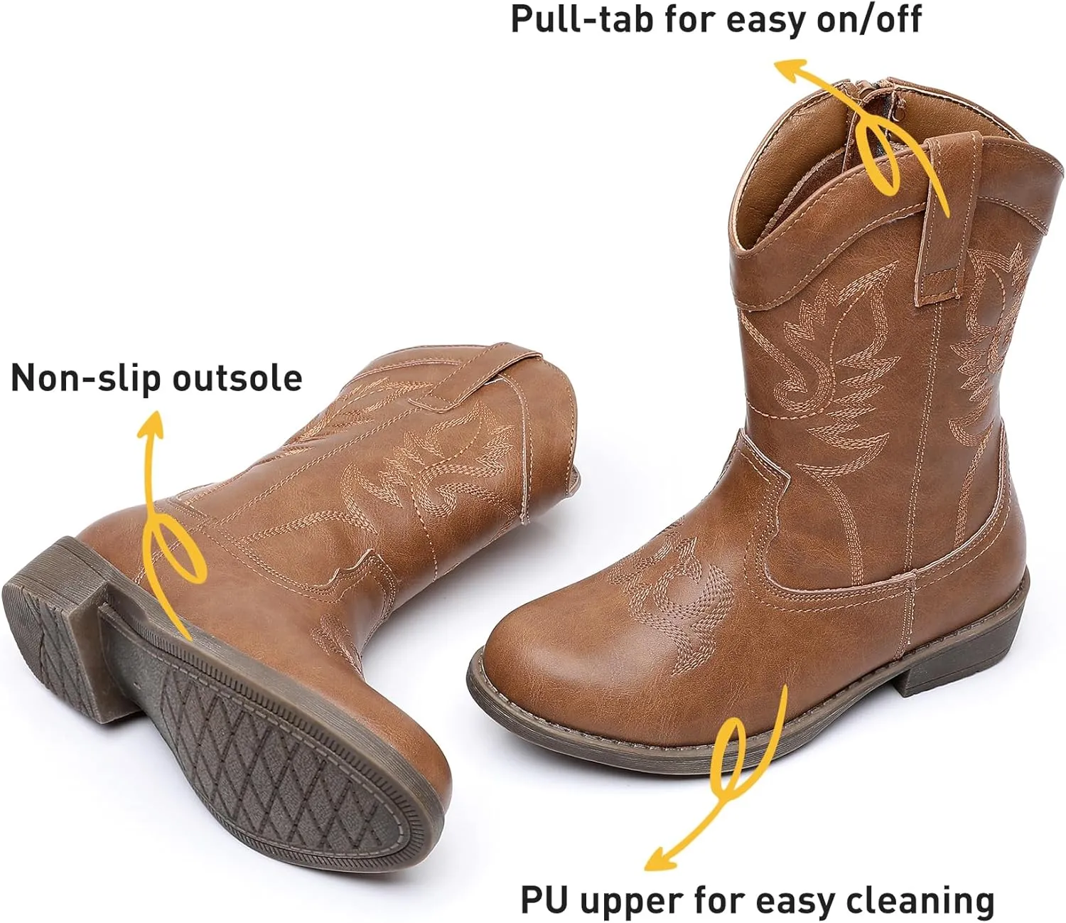 Blikcon Kids Cowboy Boots Girls Mid Calf Western Cowgirl Boots Side Zipper (Toddler/Little Kid/Big Kid)