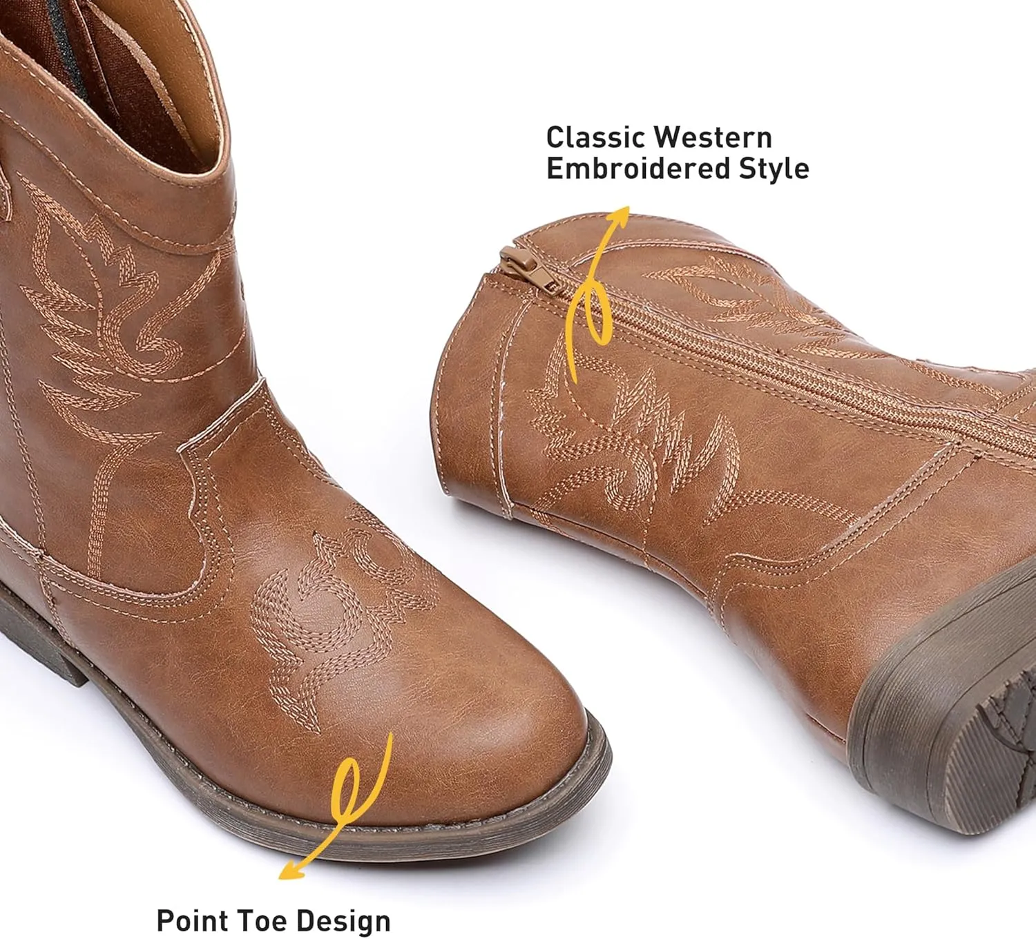 Blikcon Kids Cowboy Boots Girls Mid Calf Western Cowgirl Boots Side Zipper (Toddler/Little Kid/Big Kid)