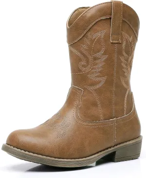 Blikcon Kids Cowboy Boots Girls Mid Calf Western Cowgirl Boots Side Zipper (Toddler/Little Kid/Big Kid)