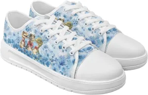 Blue Rose Women's Fashion Canvas Sneakers Tennis Shoes Low Top Walking Shoes with Thick White Sole US 5.5-13.5