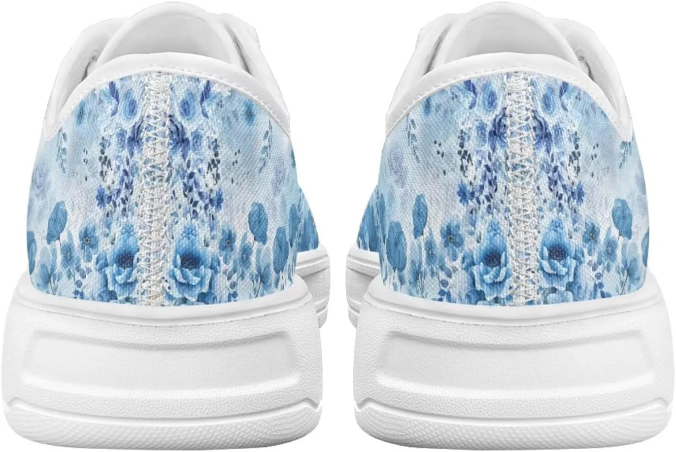 Blue Rose Women's Fashion Canvas Sneakers Tennis Shoes Low Top Walking Shoes with Thick White Sole US 5.5-13.5