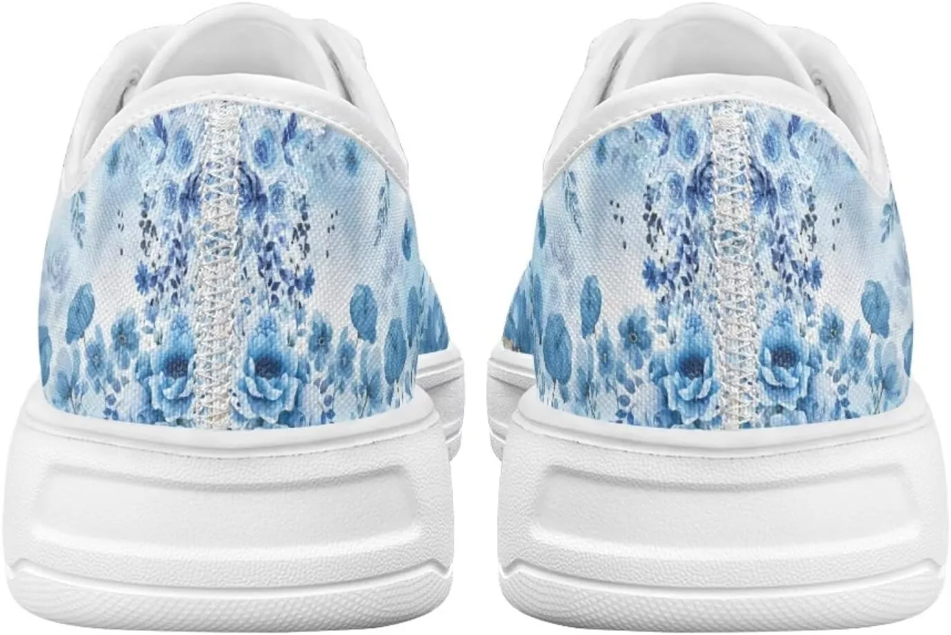 Blue Rose Women's Fashion Canvas Sneakers Tennis Shoes Low Top Walking Shoes with Thick White Sole US 5.5-13.5