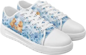 Blue Rose Women's Fashion Canvas Sneakers Tennis Shoes Low Top Walking Shoes with Thick White Sole US 5.5-13.5
