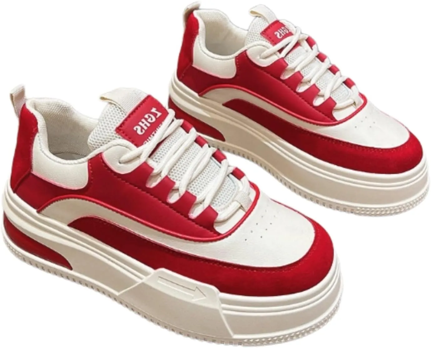 Bold Chunky Trendy Sneakers for Women – Retro Color Block Kicks with All-Day Comfort – Elevate Your Casual Style in Red, Black, or Beige