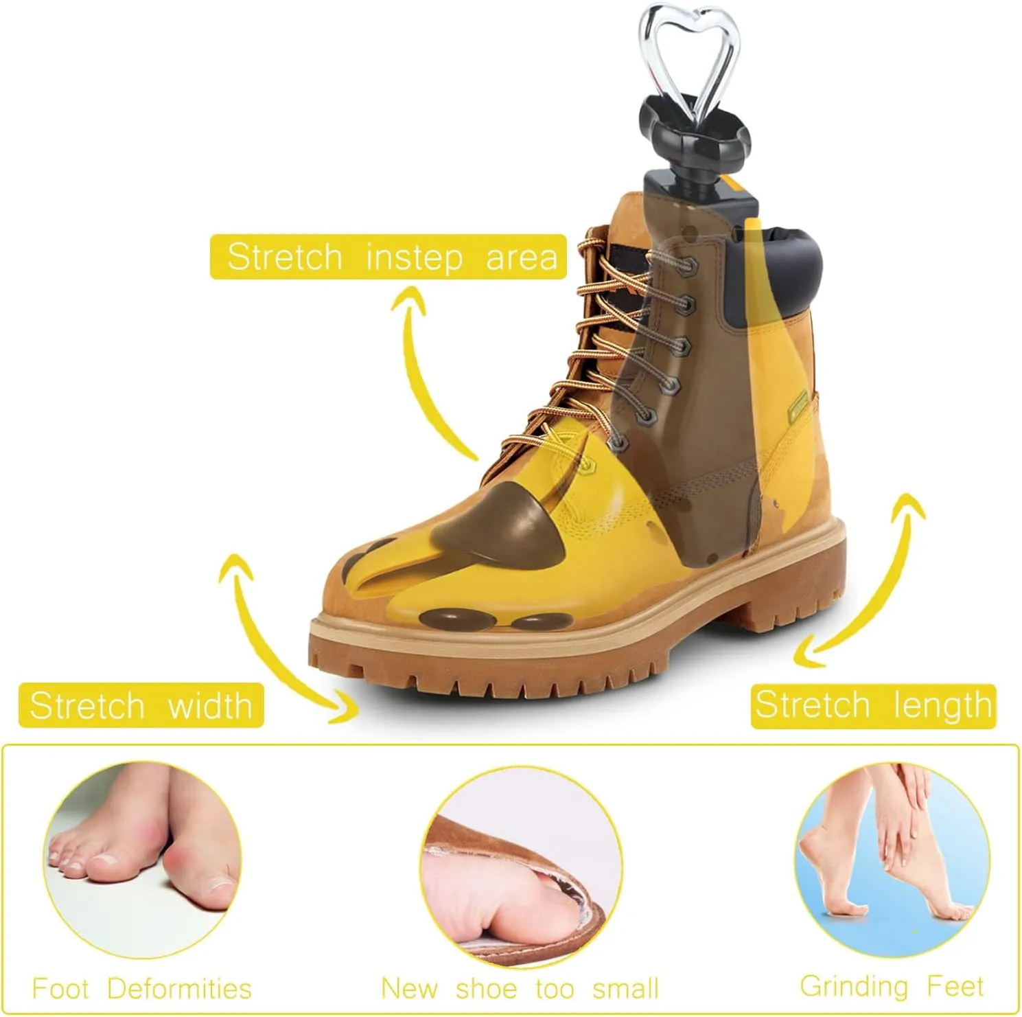 Boot Shoe Stretcher for Men, Shoe Tree Expander Women Stretch Width & Length, Adjustable Unisex Boot Wide Feet.
