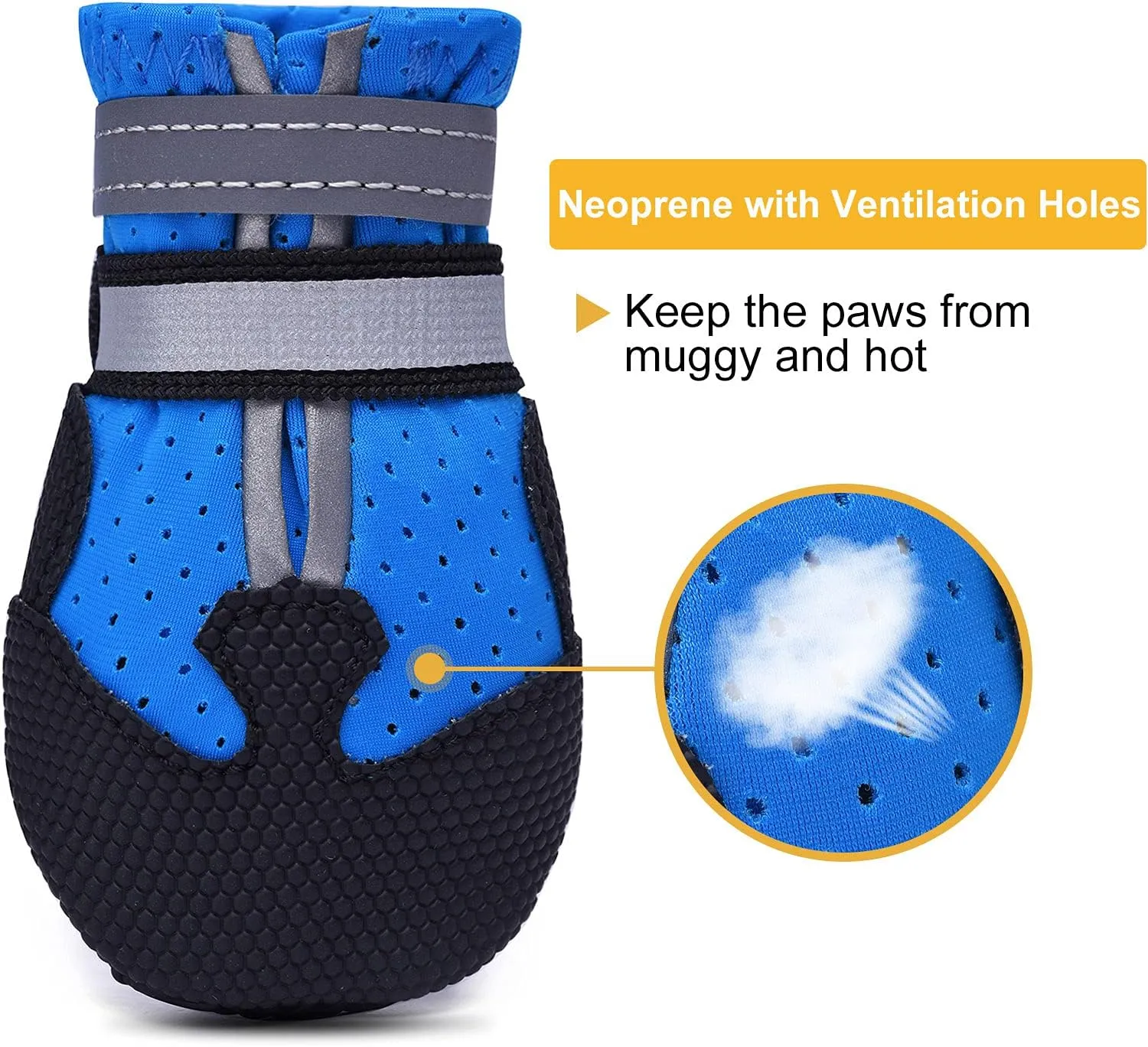 Breathable Dog Boots Nonslip Rubber Sole Dog Shoes for Medium Large Breed Dogs Paw Protectors for Summer Outdoor Hot Pavement (Pack of 4)