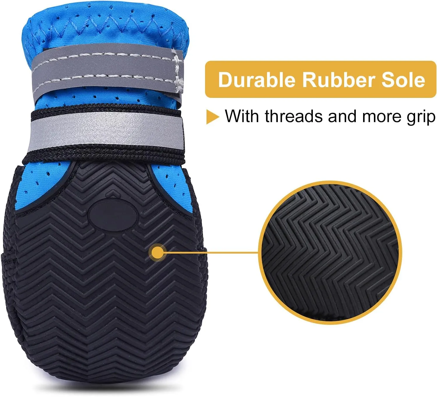 Breathable Dog Boots Nonslip Rubber Sole Dog Shoes for Medium Large Breed Dogs Paw Protectors for Summer Outdoor Hot Pavement (Pack of 4)