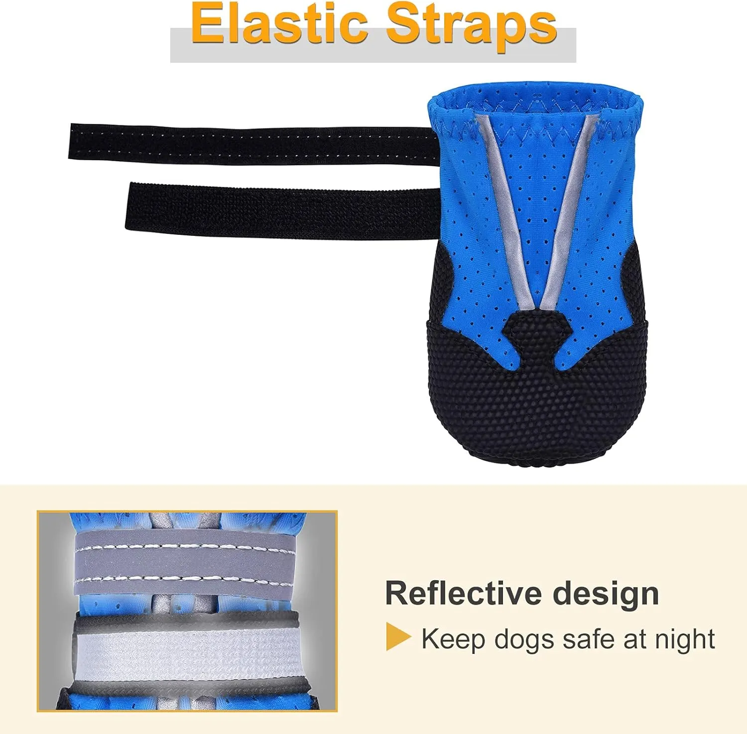 Breathable Dog Boots Nonslip Rubber Sole Dog Shoes for Medium Large Breed Dogs Paw Protectors for Summer Outdoor Hot Pavement (Pack of 4)