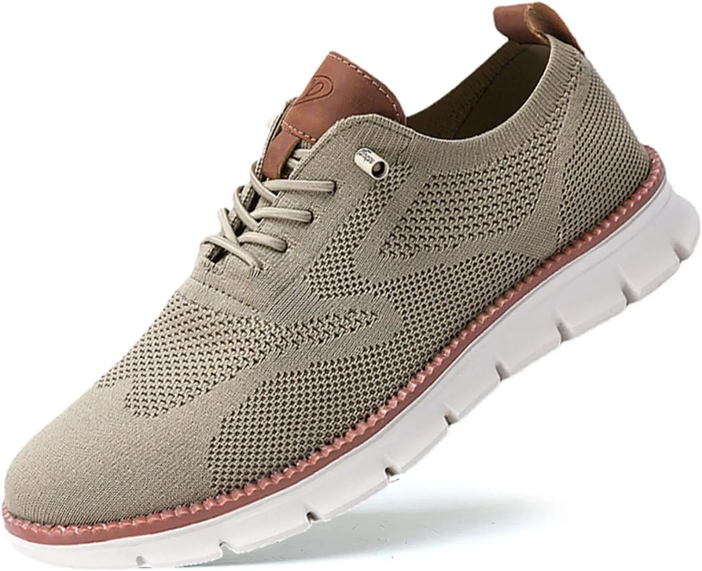 Breeze Men's Urban Ultra Comfortable Mesh Dress Sneakers - Business Casual Walking Shoes (Khaki,11)
