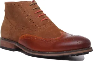 Bruno A-Mid Brogue Boot Zip On Side (Size 9, Camel)