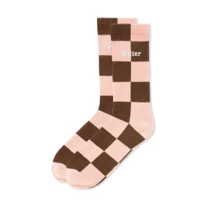 Butter Goods - Checkered Socks Brown/Pink