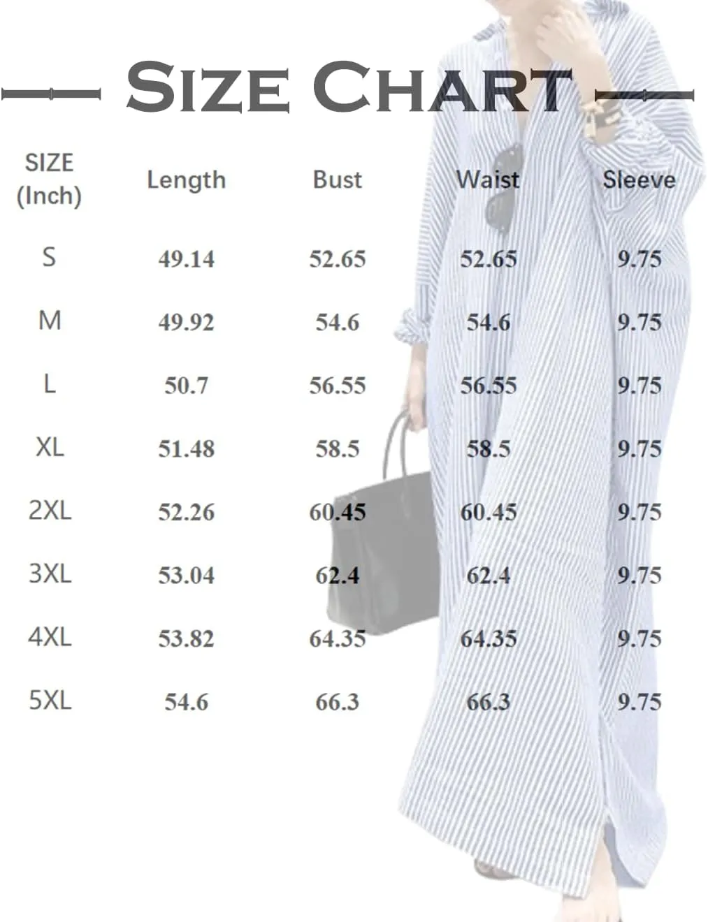 Button Down Shirt Dress for Womens Cotton Linen Long Sleeve Maxi Dress Striped Casual Loose Fit Dress with Pockets