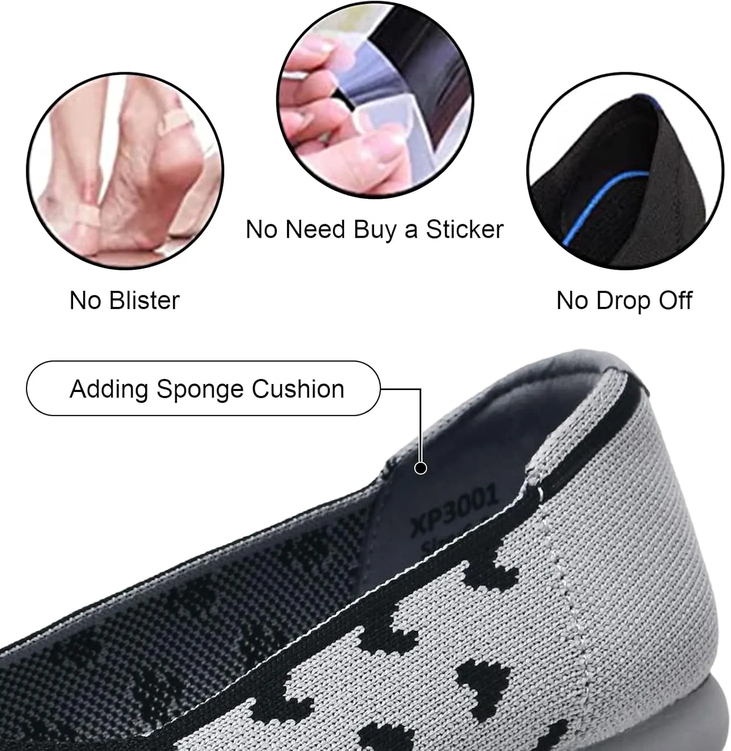 Buyrew Women's Flats Pointed Toe Ballet Shoes Knit Dress Shoes Low Wedge Slip On Arch Support Walking Office Business Flats