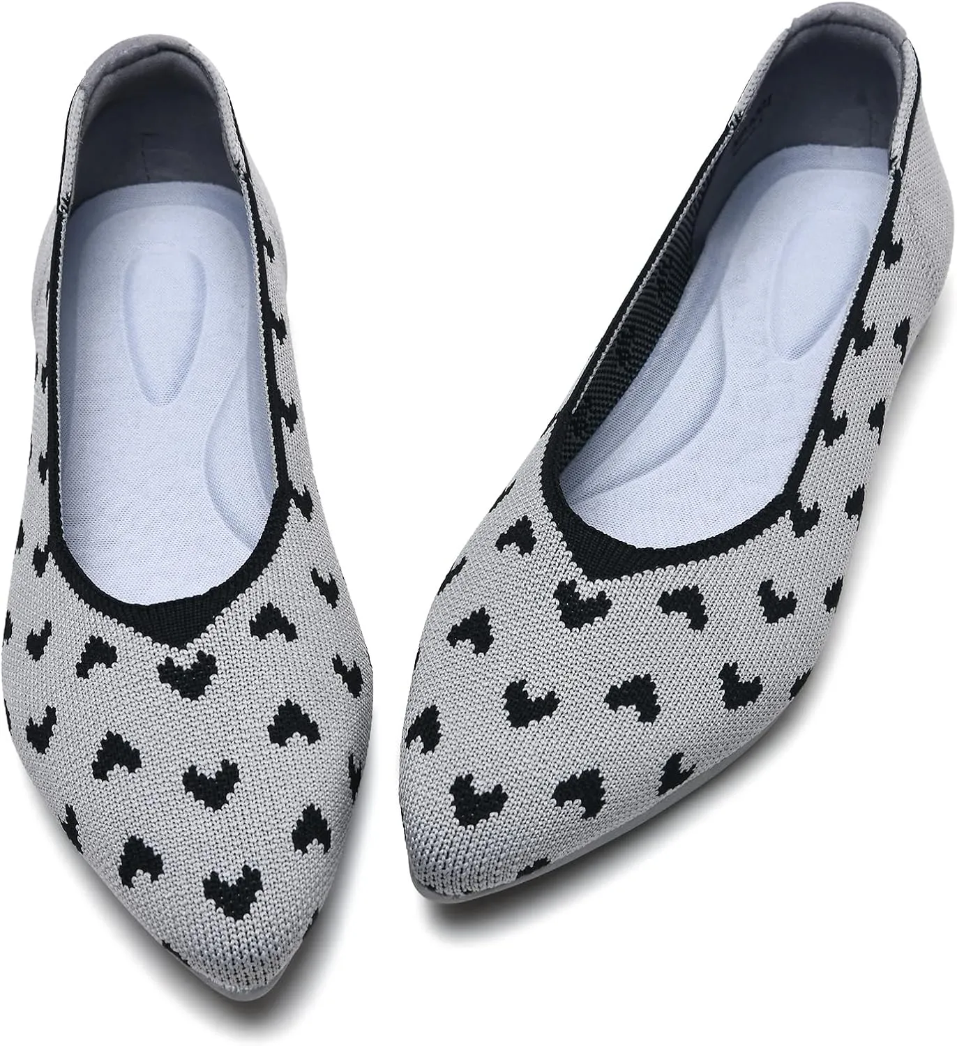 Buyrew Women's Flats Pointed Toe Ballet Shoes Knit Dress Shoes Low Wedge Slip On Arch Support Walking Office Business Flats