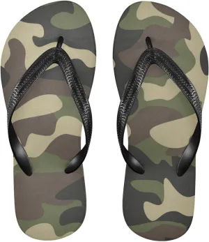 Camouflage Pattern Womens Flip Flops Army Millatry Print Summer Beach Sandals Casual Thong Slippers Comfortable Shower Slippers Non Slip Water Sandals shoes S