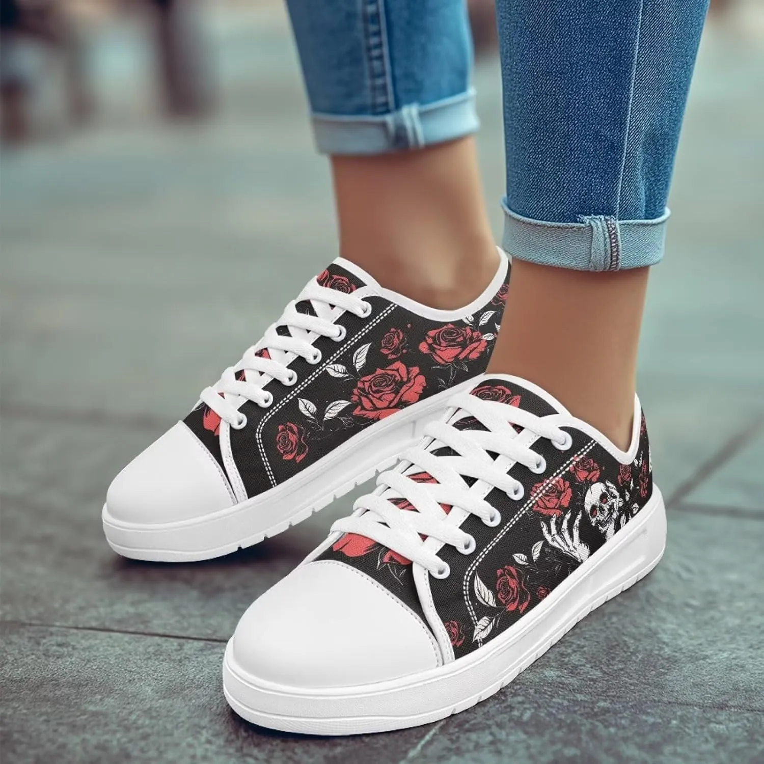 Canvas Shoes for Women Low Top Lace Up Tennis Shoes Girls Fashion Comfortable Sneakers Classic Casual Sneakers