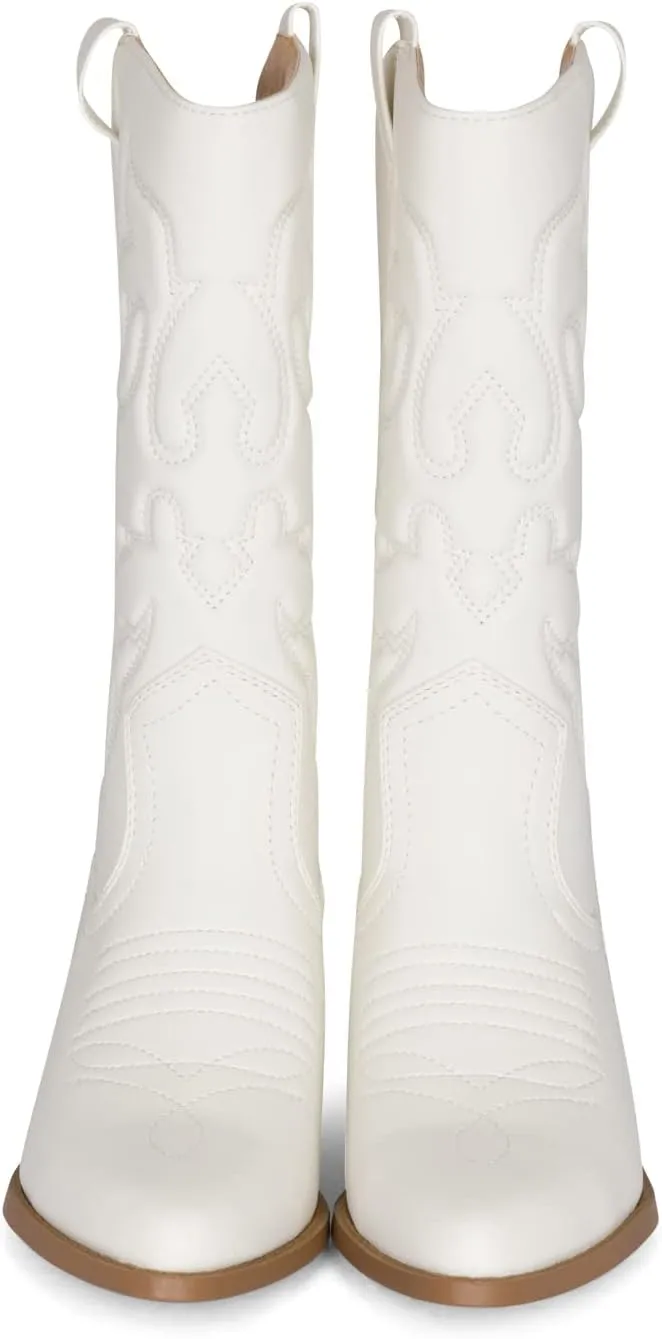 Chariot & Co Ring Women’s Western Cowgirl Boots – Mid-Calf Style with 2” Heel in Multiple Colors