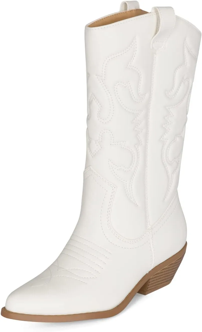 Chariot & Co Ring Women’s Western Cowgirl Boots – Mid-Calf Style with 2” Heel in Multiple Colors