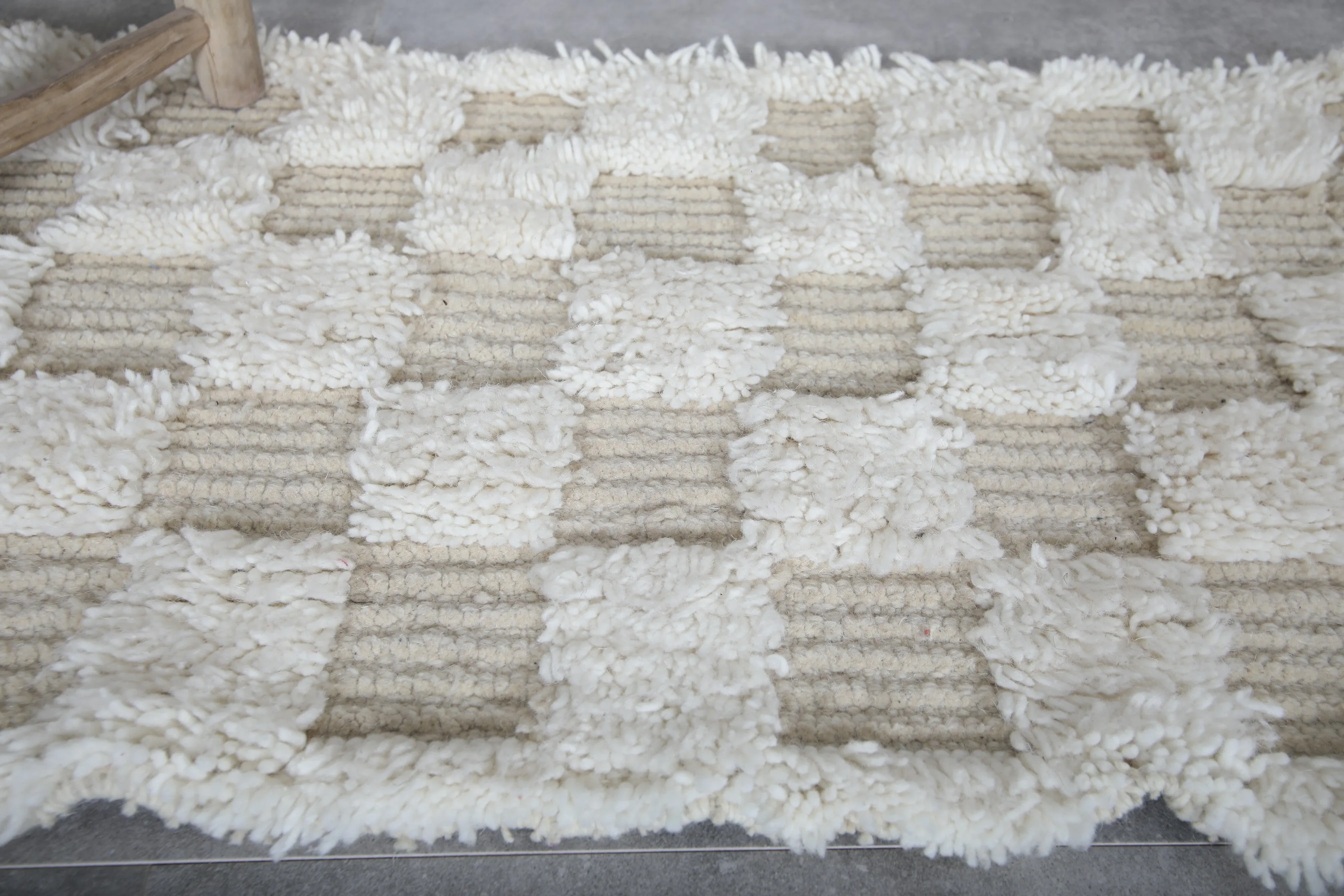 Checkered Small Moroccan Rug - 2 x 3.3 Feet | Handmade Wool Carpet