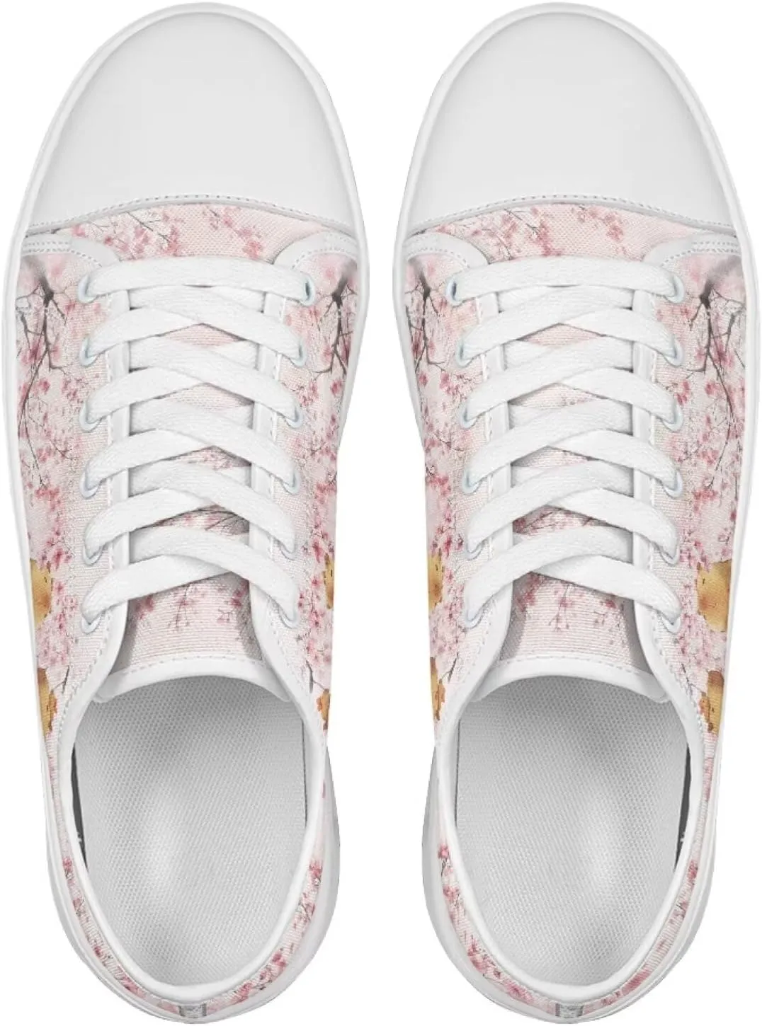 Cherry Blossoms Canvas Shoes for Women Classic Low Top Sneakers Fashion Slip on Work Shoes for Daily Walks