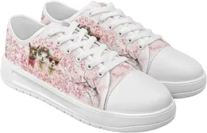 Cherry Blossoms Canvas Shoes for Women Classic Low Top Sneakers Fashion Slip on Work Shoes for Daily Walks