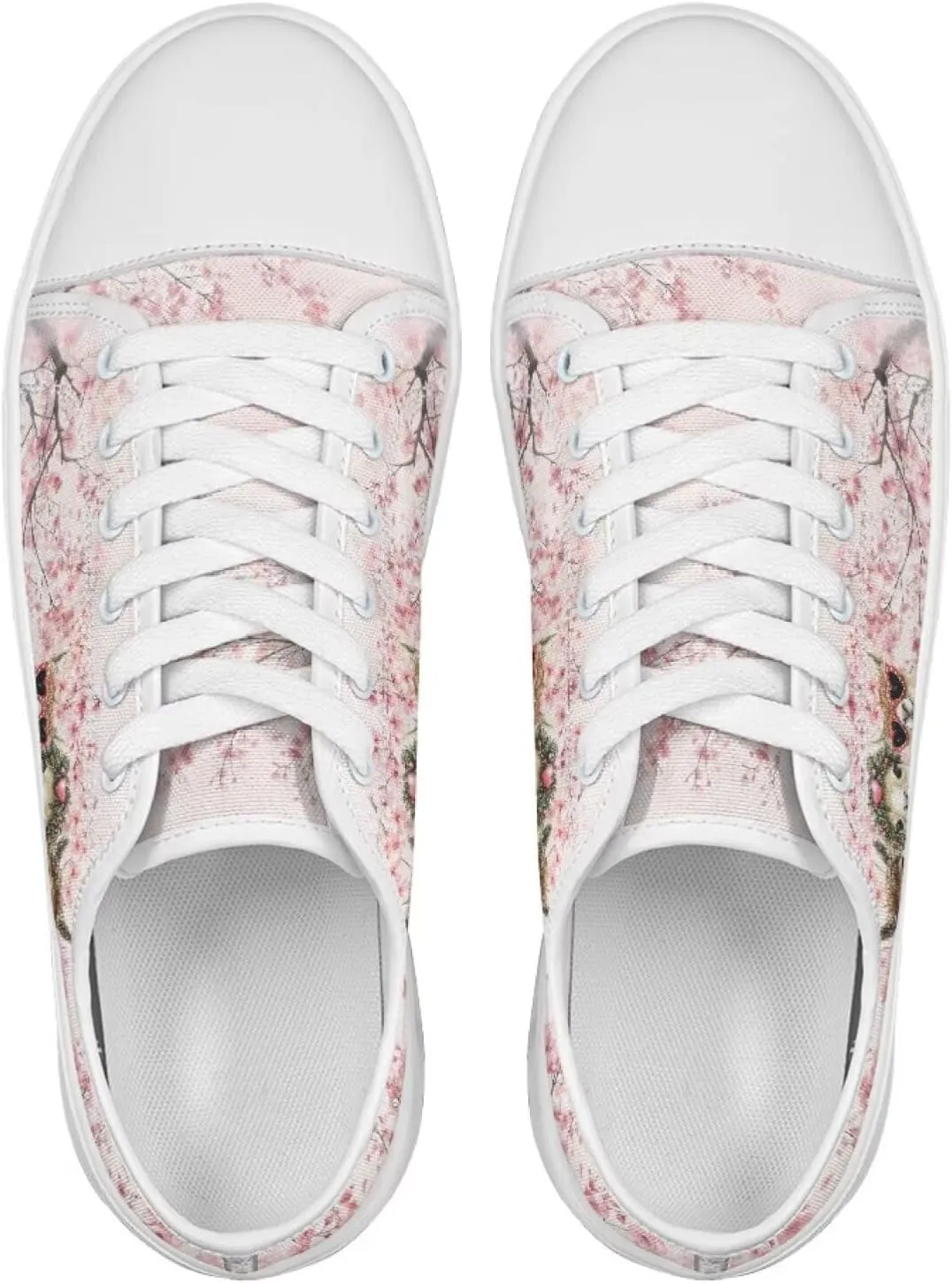 Cherry Blossoms Canvas Shoes for Women Classic Low Top Sneakers Fashion Slip on Work Shoes for Daily Walks