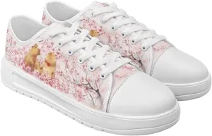 Cherry Blossoms Canvas Shoes for Women Classic Low Top Sneakers Fashion Slip on Work Shoes for Daily Walks