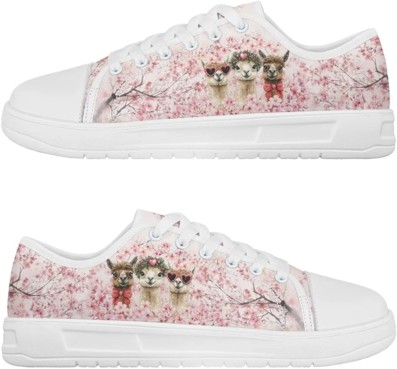 Cherry Blossoms Canvas Shoes for Women Classic Low Top Sneakers Fashion Slip on Work Shoes for Daily Walks