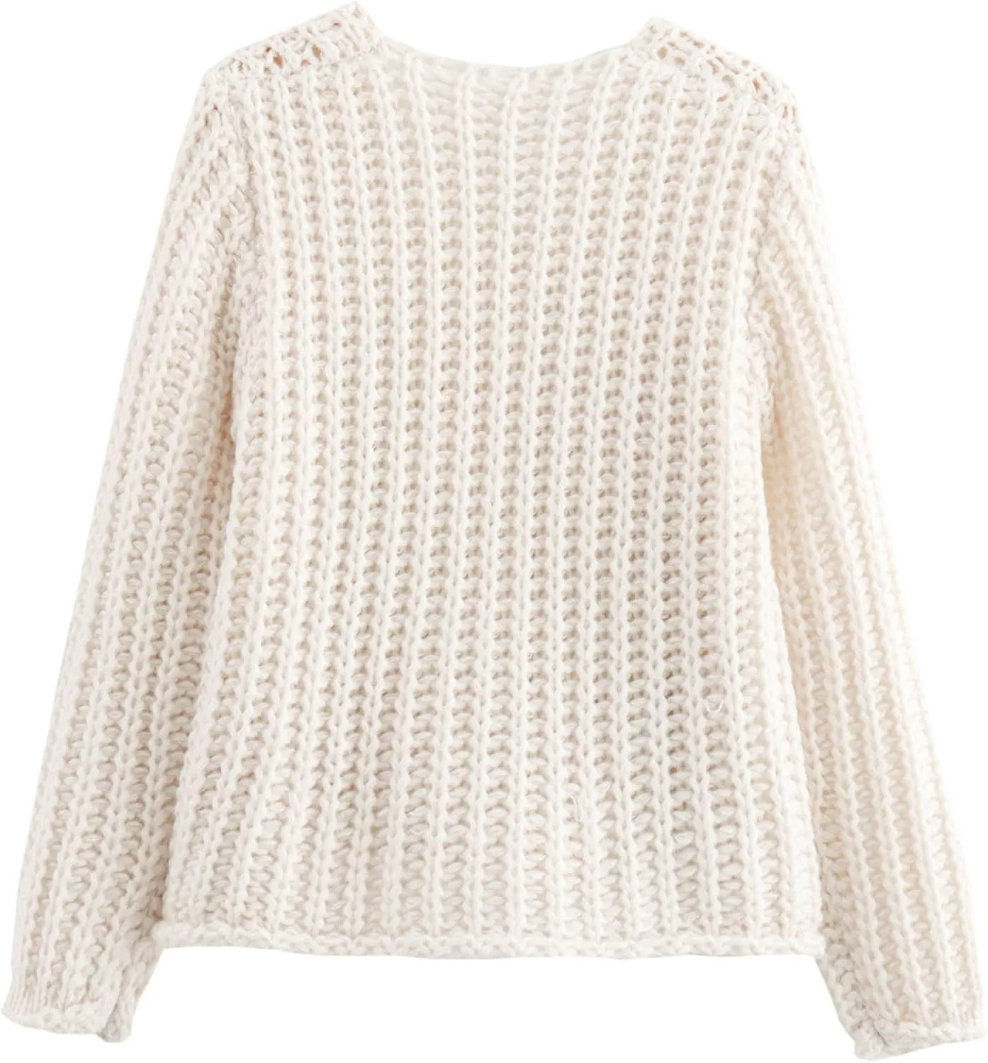 Chevara Women’s Cropped Knit Cardigan Long Sleeve Crewneck Button Down Fall Sweater with Pockets