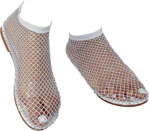 Classic styleSandals ,Glittery Stretchy Net Shoes,Stage performance shoes,Ultra Comfortable Shiny Gem Mesh Flats, Rhinestone Short Boots Sexy Flat Cutout Sparkly Casual Wedding Dress Flats