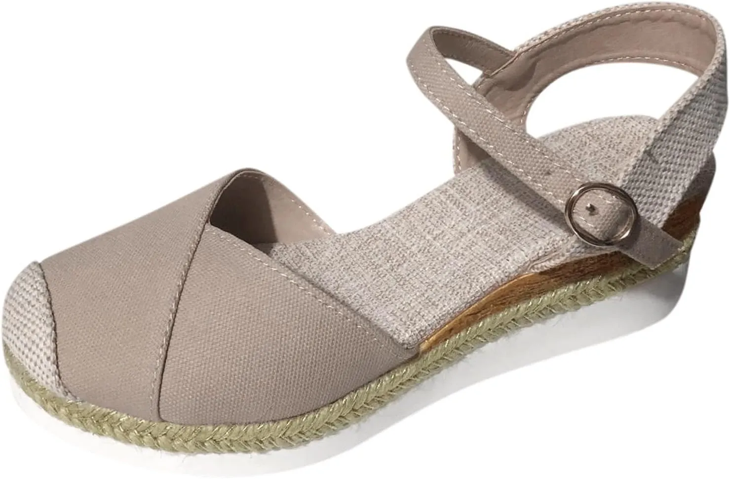Closed Toe Sandals Women 2025 Platform Wedge Heel Casual Sandal Women's Espadrilles Dressy Sandals Comfortable Anti Slip Summer Shoes with Buckle Ankle Strap