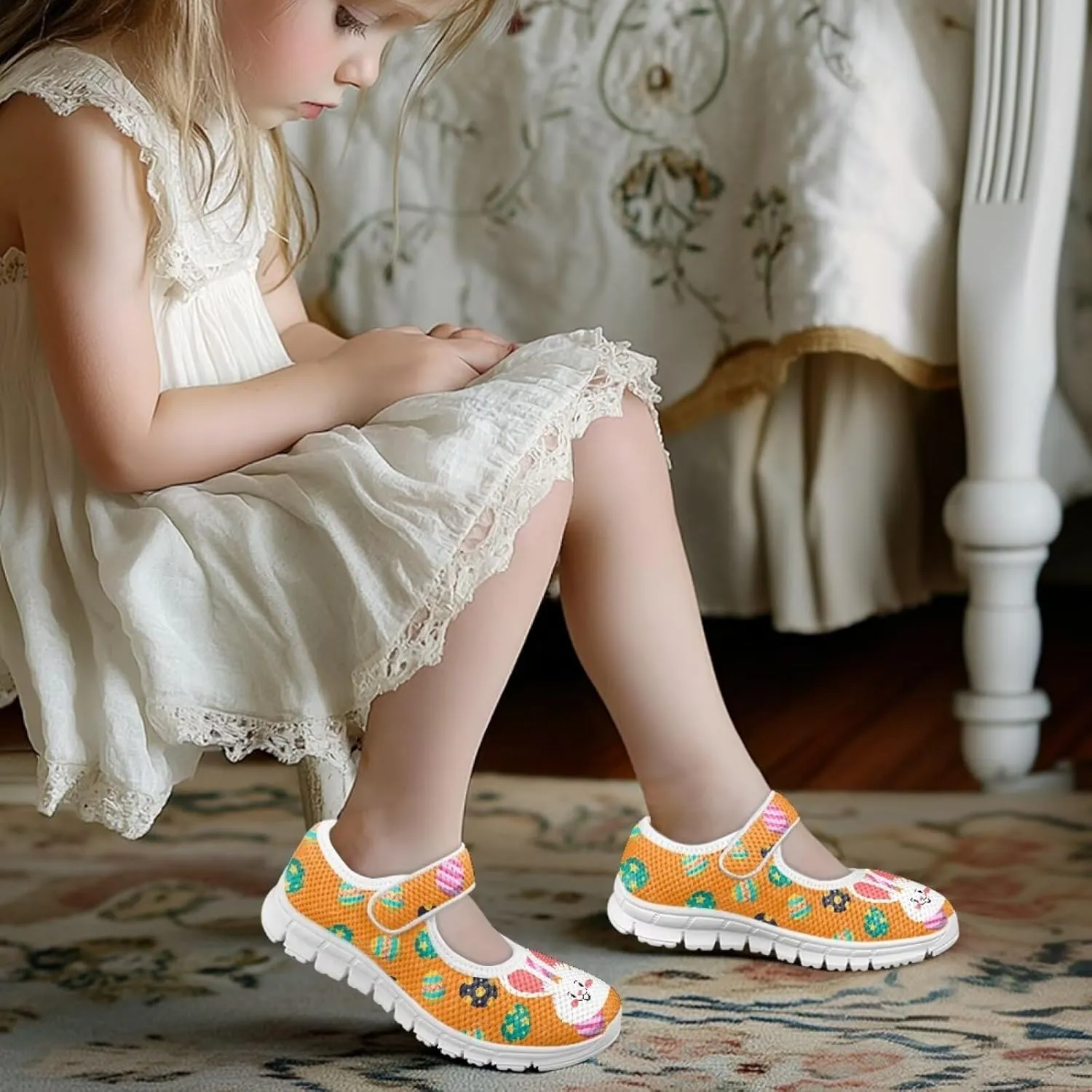 Coloranimal Mary Jane Shoes for Girls Princess Shoes Casual Dance Shoes School Uniform Shoes Easter Theme Mary Jane Flats