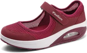 Comfortable Working Nurse Shoes for Women Non-Slip Adjustable Mesh Breathable Walking Shoes, Fashion Mary Jane Sneakers Air Cushion Orthopedic Sandals Casual Nursing Orthotic Lightweight Flats