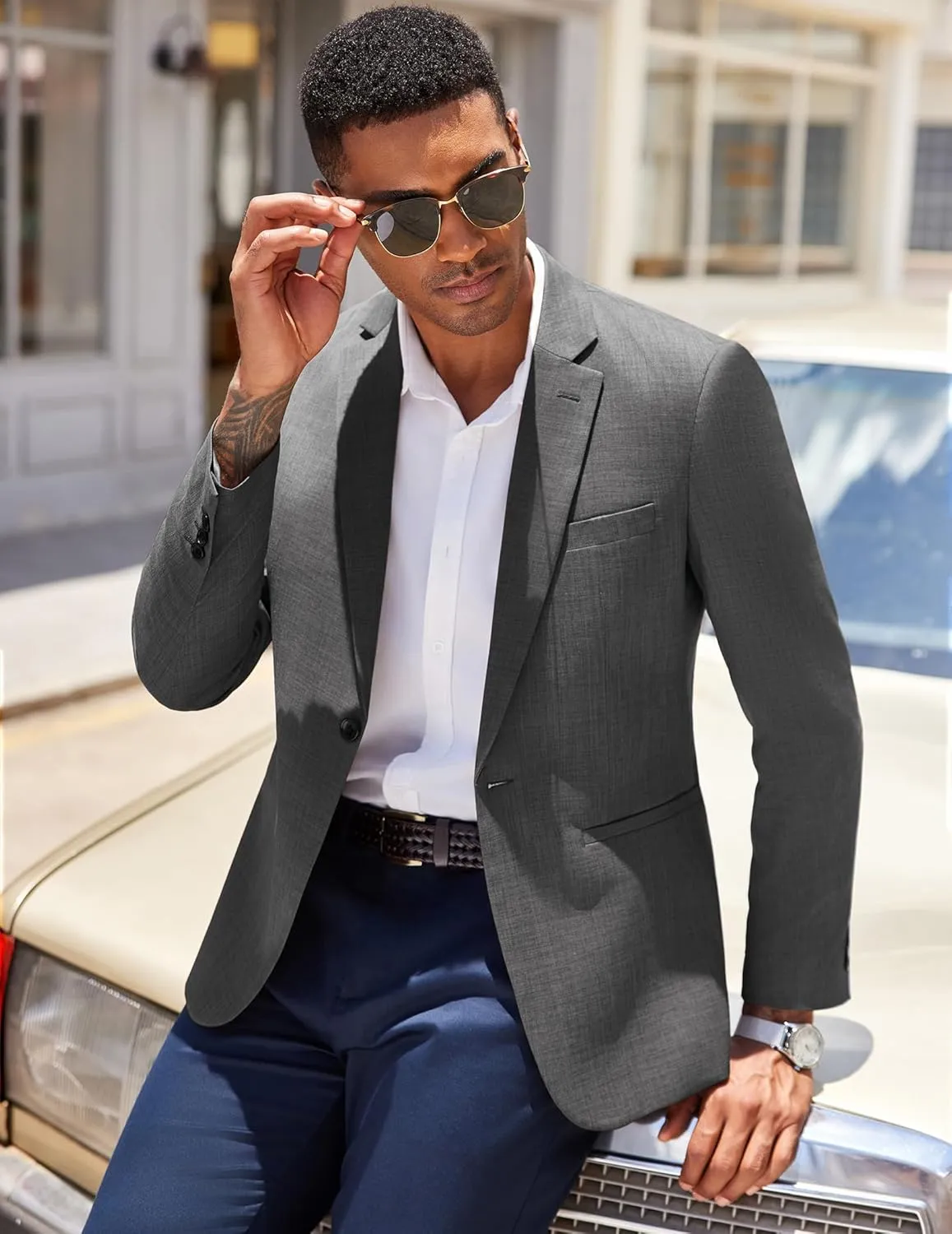 COOFANDY Men's Casual Blazer Sport Coats Dress One Button Lightweight Summer Suit Jacket Business Blazer Jacket